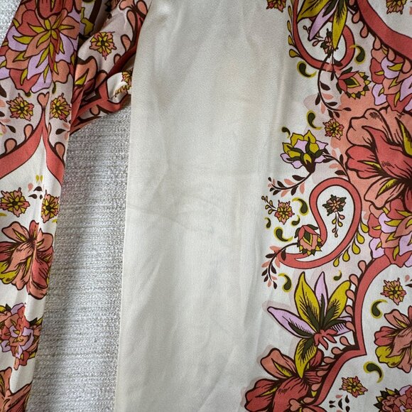 JM Collection Womens M Floral Bohemian V-Neck Blouse Retro Paisley Eclectic 70's - Picture 6 of 12